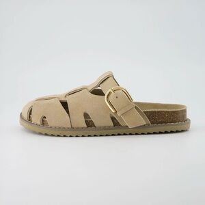 Cushionaire Benson Suede Clogs Beige